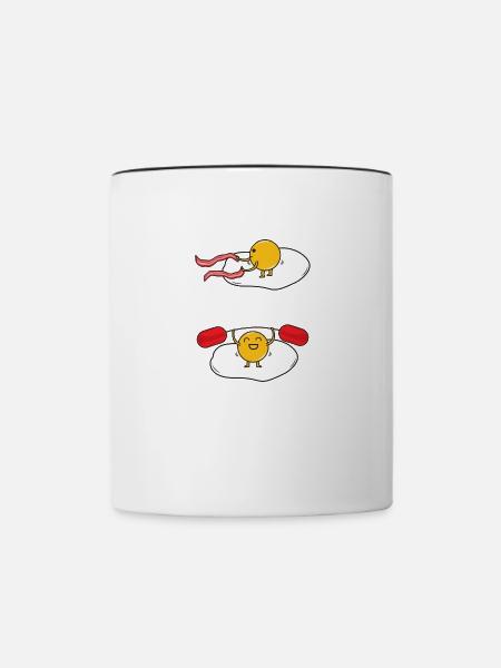 Spiegelei im Fitnessstudio - Tasse zweifarbig - Weiß/Schwarz