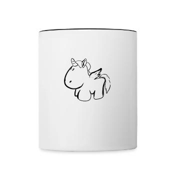 einhorn pferd tier engel fliegen - Tasse zweifarbig - Weiß/Schwarz - Vorne