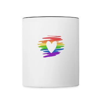 lgbt colors rainbow flag heart love - Contrasting Mug - white/black - Front
