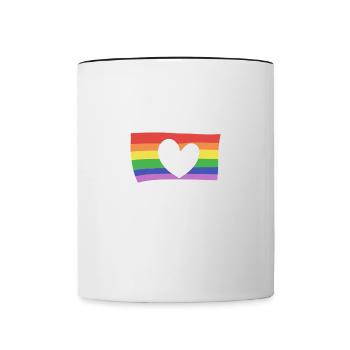 flagge lgbt symbol liebe herzen regenbogen herz - Tasse zweifarbig - Weiß/Schwarz - Vorne