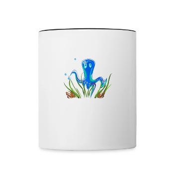 oktopus tier meerestier symbol blau - Tasse zweifarbig - Weiß/Schwarz - Vorne