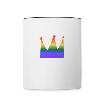 crown symbol lgbt colors rainbow - Contrasting Mug - white/black - Front
