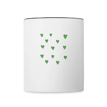 hearts pattern symbol love heart green - Contrasting Mug - white/black - Front