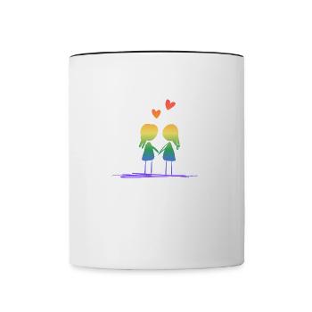 Les amoureux aiment les cœurs LGBT Lesbiennes - Mug contrasté - blanc/noir - Devant