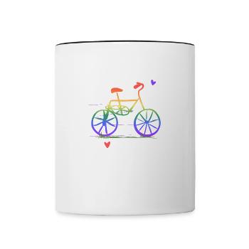 LGBT bike rainbow colors symbol - Contrasting Mug - white/black - Front