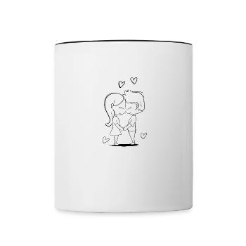 Lovers dear hearts couple in love couple - Contrasting Mug - white/black - Front