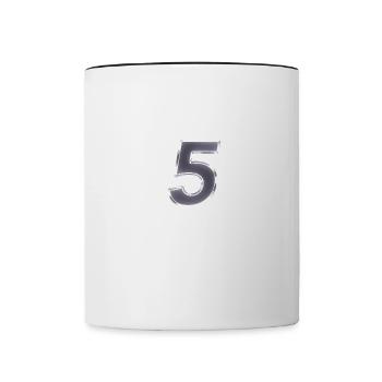 5 Number number luminous glowing - Contrasting Mug - white/black - Front