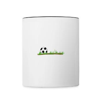 Football goal sport sports athlete grass ball - Contrasting Mug - white/black - Front