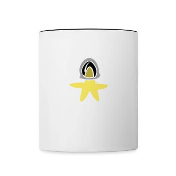 cartoon star helmet astronaut space - Contrasting Mug - white/black - Front