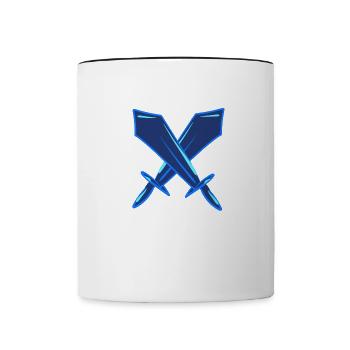blaue schwerter schwert kampf symbol - Tasse zweifarbig - Weiß/Schwarz - Vorne