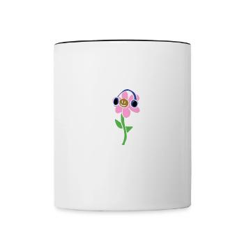 cartoon blume kopfhörer musik symbol - Tasse zweifarbig - Weiß/Schwarz - Vorne