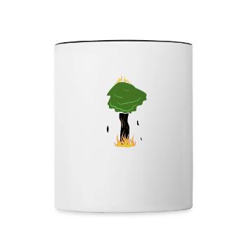 burning tree fire climate protection natural - Contrasting Mug - white/black - Front