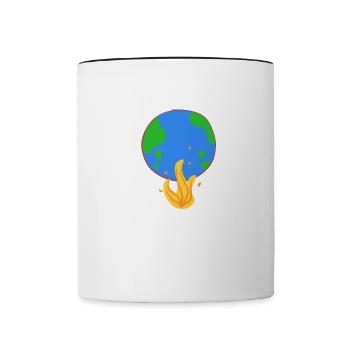 earth burns climate protection fire - Contrasting Mug - white/black - Front