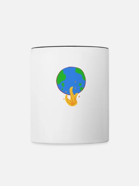 erde brennt klimaschutz feuer - Tasse zweifarbig - Weiß/Schwarz