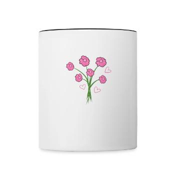 cœurs de fleurs de plantes à bouquet rose - Mug contrasté - blanc/noir - Devant