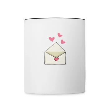 brief herzen rosa liebe offen - Tasse zweifarbig - Weiß/Schwarz - Vorne