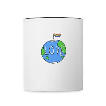lgbt flagge symbol erde liebe - Tasse zweifarbig - Weiß/Schwarz - Vorne