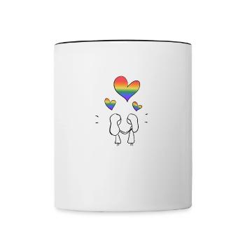 lgbt couple lesbian love Valentine's Day - Contrasting Mug - white/black - Front