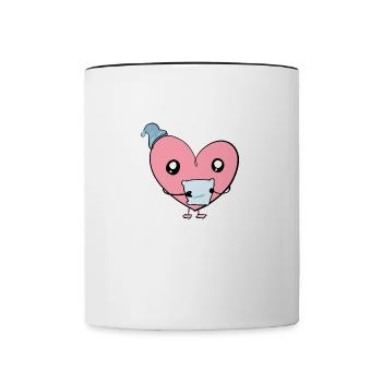 anxious heart pink tired pillows sleep night - Contrasting Mug - white/black - Front