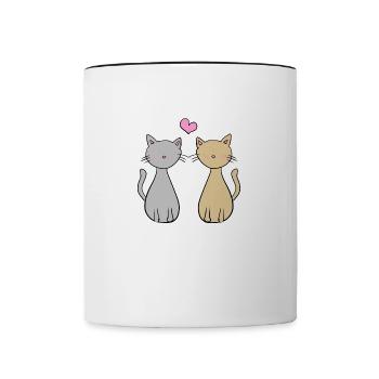 cat lovers dear couple - Contrasting Mug - white/black - Front