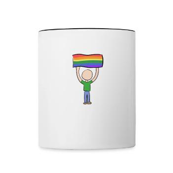 lgbt flag symbol love human rights man - Contrasting Mug - white/black - Front