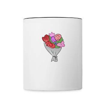 flower bouquet flowers symbol plant - Contrasting Mug - white/black - Front