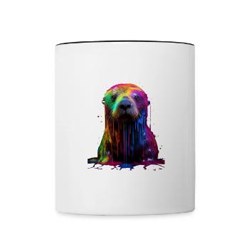 Loutre de mer arc-en-ciel - Mug contrasté - blanc/noir - Devant