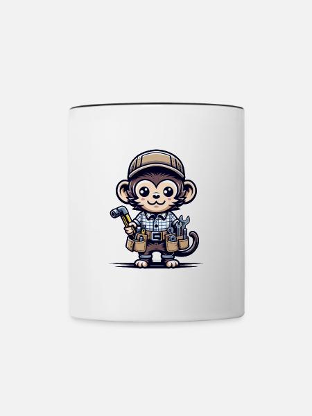 Cute Monkey Craftsman - Tasse zweifarbig - Weiß/Schwarz