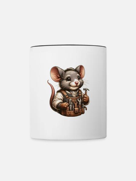 Cute Mouse Craftsman - Tasse zweifarbig - Weiß/Schwarz