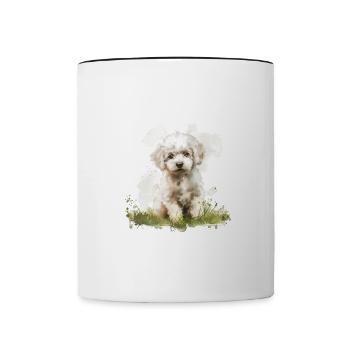 Cute Puppy Poodle Watercolor - Tasse zweifarbig - Weiß/Schwarz - Vorne