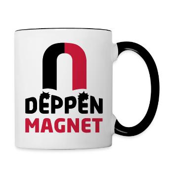Deppenmagnet - Tasse zweifarbig - Weiß/Schwarz - Rechts