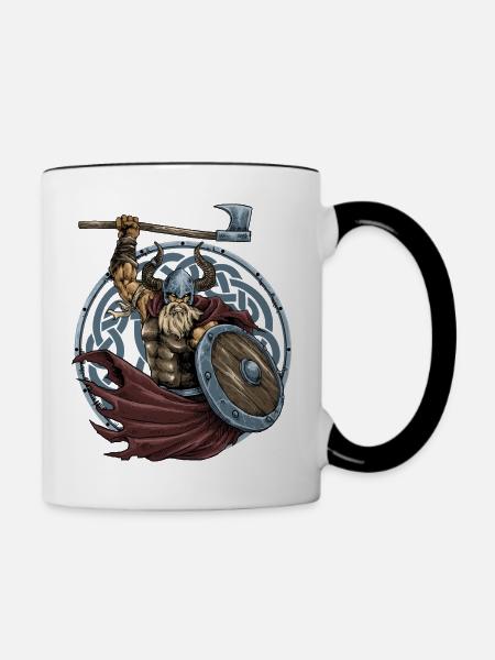 Wikinger Krieger Axt Bart - Tasse zweifarbig - Weiß/Schwarz