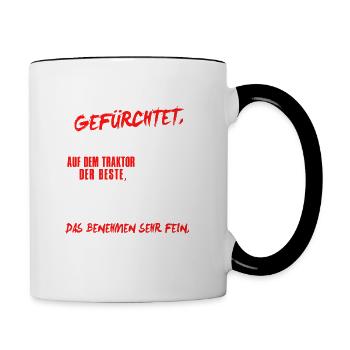 Landwirt Traktoren Geschenk · Von Frauen Verehrt - Tasse zweifarbig - Weiß/Schwarz - Rechts