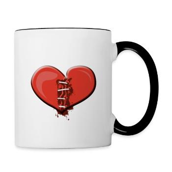 Gebrochenes Herz - Tasse zweifarbig - Weiß/Schwarz - Rechts