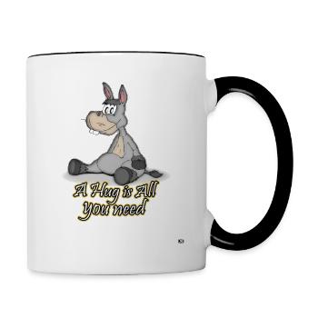 A Hug is all you need donkey funny shirt - Contrasting Mug - white/black - Right