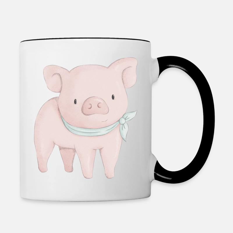 Bébé cochon - Mug contrasté - blanc/noir