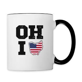 Ohio USA Bundesstaat Flagge - Tasse zweifarbig - Weiß/Schwarz - Rechts