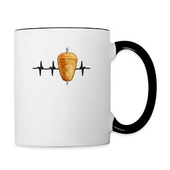Döner Kebab Herzschlag Puls Dönerliebhaber - Tasse zweifarbig - Weiß/Schwarz - Rechts