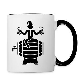 Groom On Beer Barrel (Stag Night / Bachelor Party) - Contrasting Mug - white/black - Right