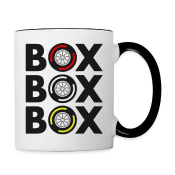 "Box Box Box" Grand Prix Tyre Compound Design - Contrasting Mug - white/black - Right