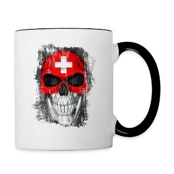 Totenkopf Schweiz - Tasse zweifarbig - Weiß/Schwarz - Rechts