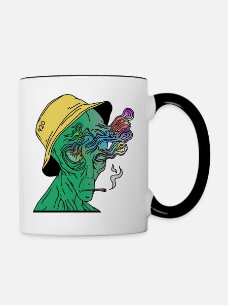 Alien 420 - Tasse zweifarbig - Weiß/Schwarz