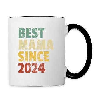 Design rétro cool pour maman de fils ou de fille. - Mug contrasté - blanc/noir - Droite