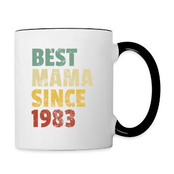Design rétro cool pour maman de fils ou de fille. - Mug contrasté - blanc/noir - Droite