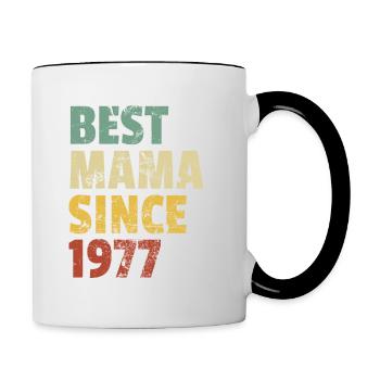 Design rétro cool pour maman de fils ou de fille. - Mug contrasté - blanc/noir - Droite