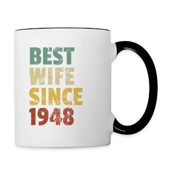 Beste Ehefrau seit 1948 Lustiger Geburtstag zum Jahrestag - Tasse zweifarbig - Weiß/Schwarz - Rechts