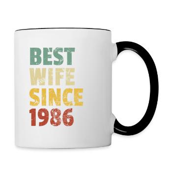 Meilleure femme depuis 1986 Anniversaire drôle Anniversaire - Mug contrasté - blanc/noir - Droite