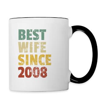 Best Wife Since 2008 Funny Anniversary Birthday - Contrasting Mug - white/black - Right