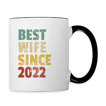 Best Wife Since 2022 Funny Anniversary Birthday - Contrasting Mug - white/black - Right
