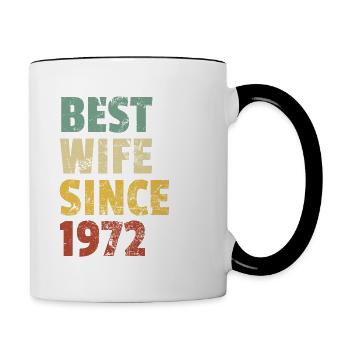 Beste Ehefrau seit 1972 Lustiger Geburtstag - Tasse zweifarbig - Weiß/Schwarz - Rechts